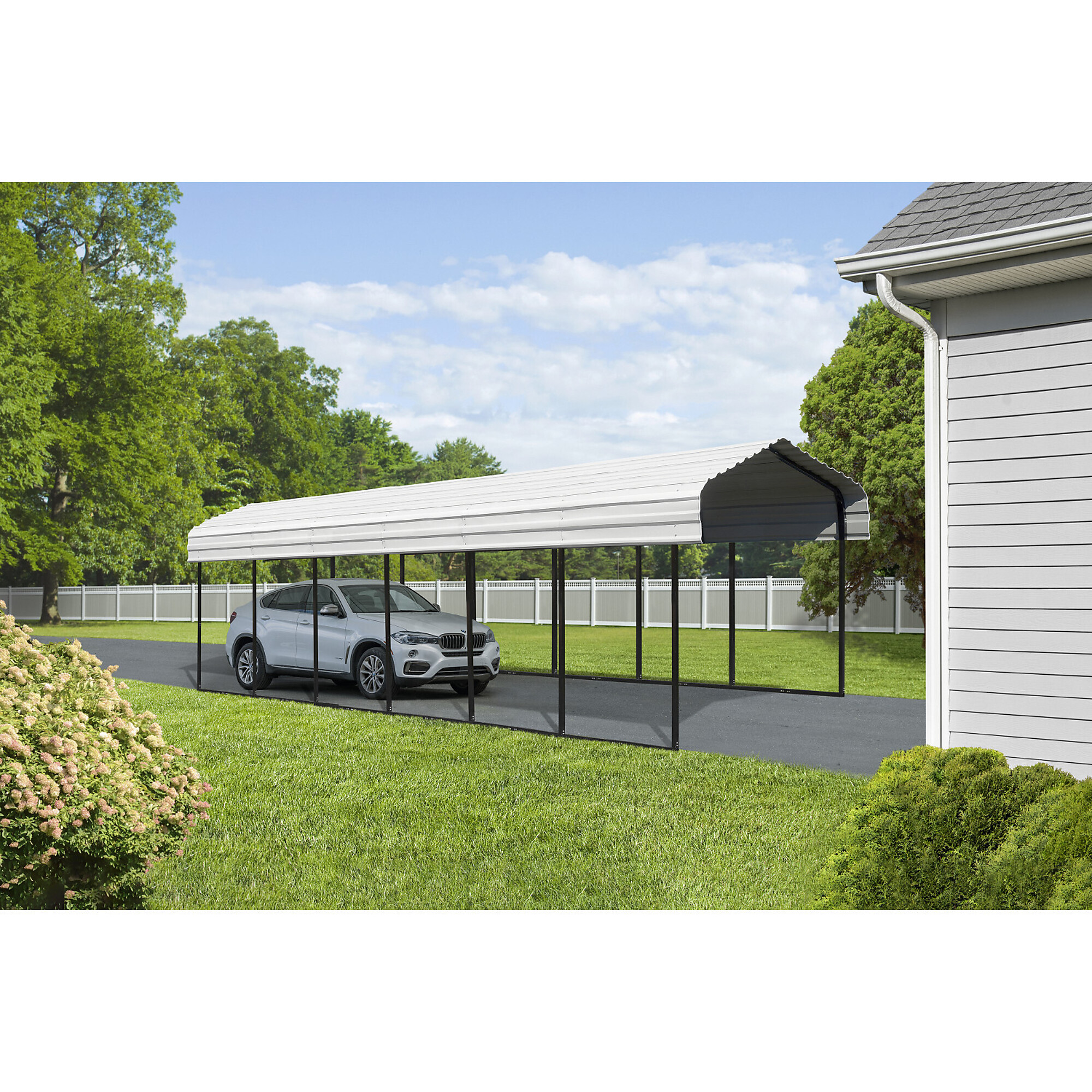 Arrow Storage Products, Carport, 12ft. x 29ft. x 9ft. Eggshell, Width 12 in, Height 11 in, Cover Material Steel, Model# CPH122909